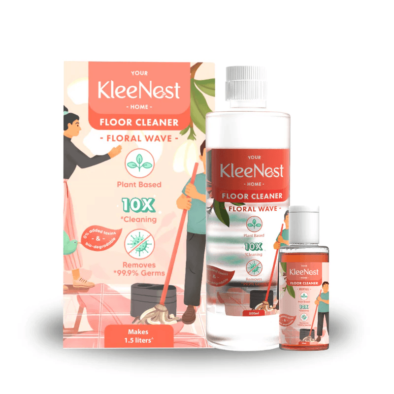 Kleenest Floral Wave Floor Cleaner Starter Kit | Makes 1.5 Litres