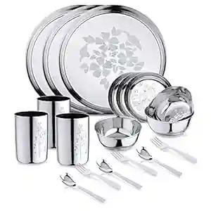 LIMETRO STEEL Stainless Steel Dinner Set (Set of 18)