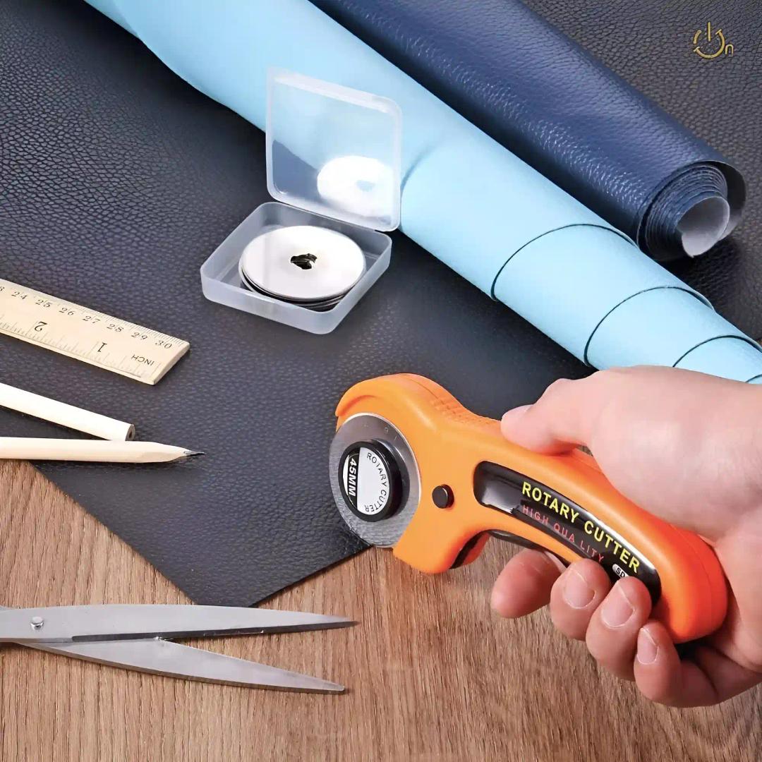 45Mm Blade Rotary Cutter With Safety Lock Cloth Cutting Tool Fabric Cutter Wheel Rotary Cutter Blade For Dense Fabrics Denim Corduroy And Multiple Projects (Multicolour -1Piece)