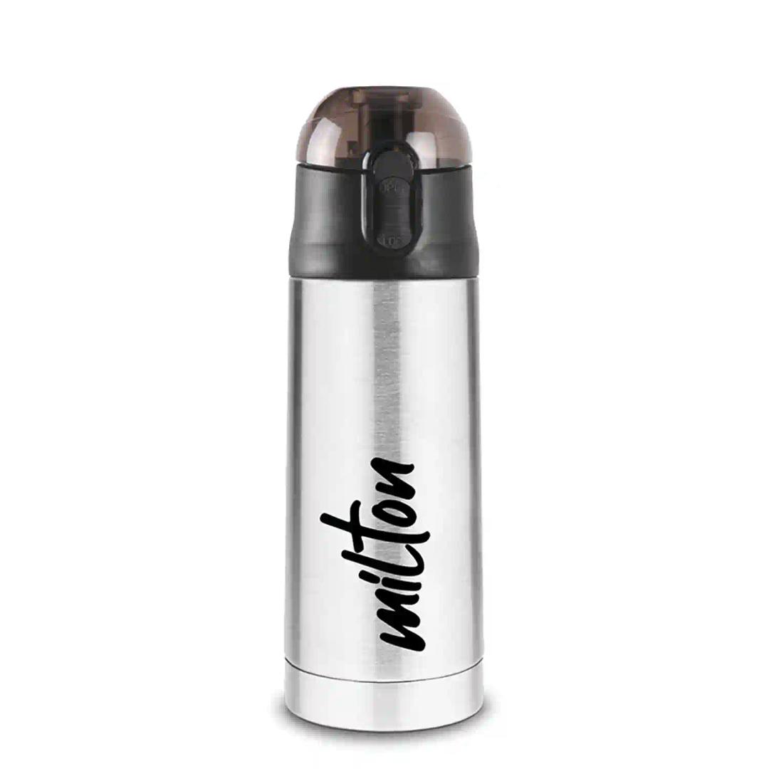 Milton New Crown 600 Thermosteel Hot or Cold Water Bottle, 500 ml, Silver | Easy to Carry | Office Bottle | Hiking | Trekking | Travel Bottle | Gym | Home | Kitchen Bottle