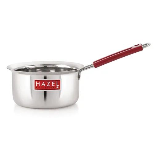 HAZEL Stainless Steel Milk Saucepan Tea Pan with Fixed Rubber Grip Handle