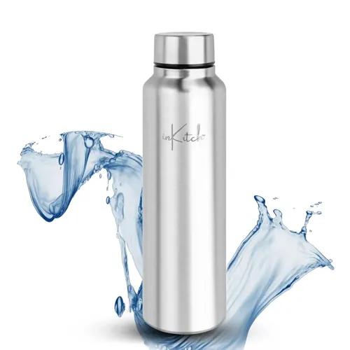 InKitch Stainless Steel Water Bottle, 1000 ml, Silver | Leak Proof | Single Walled | Office Bottle | Gym Bottle | Home | Kitchen | Hiking | Trekking | Travel Bottle