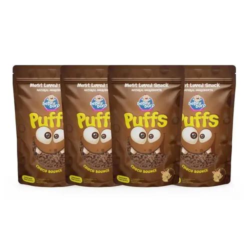 BE'BE' BURP Healthy Puff Snacks| Choco Bounce|Not Fried, Baked Puffs Protein Snacks|No Maida & Gluten-Free|Travel-Friendly|35Gms Each (Pack Of 4)