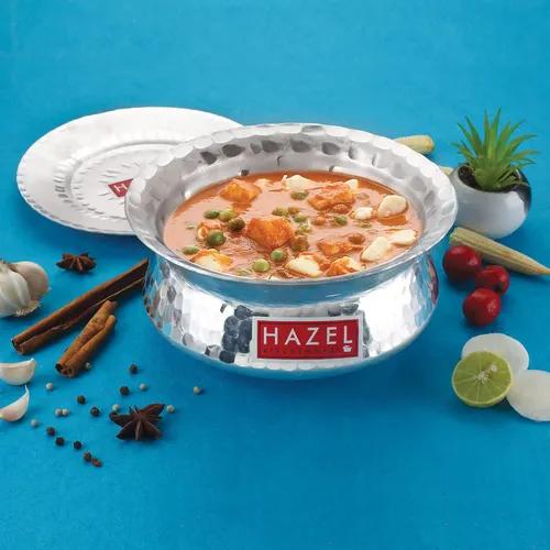 HAZEL Biryani Pot| Aluminium Biryani Handi Set| Aluminium Hammered Finish Tope, Patila Handi | Multipurpose Aluminium Cooking Utensils for Kitchen Silver