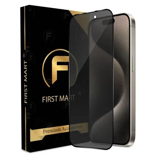 FIRST MART Edge to Edge Matte Privacy Tempered Glass for iPhone 15 Pro Full Screen Coverage with Easy Installation Kit | Black