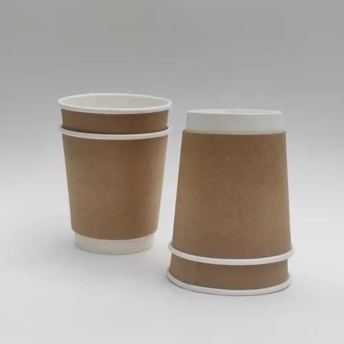 PARICOTT 200 ml Double Wall Brown, Disposable Glasses Double Wall Paper Coffee Cups, Hot and Cold Beverage Drinking Tea Cup for Parties, Kitchen, Espresso