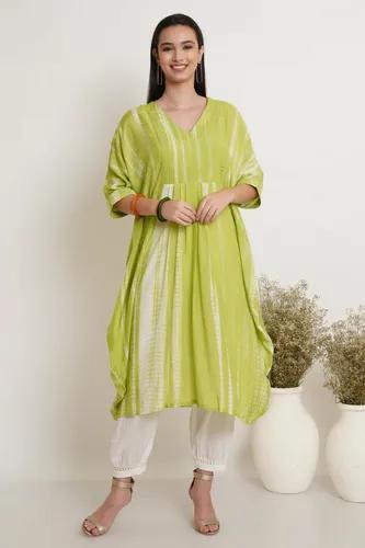 Lime Green Tie Dye Kaftan