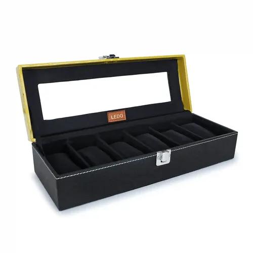 LEDO Watch Case Box Organizer in 6 slots of Watches with Transparent Look