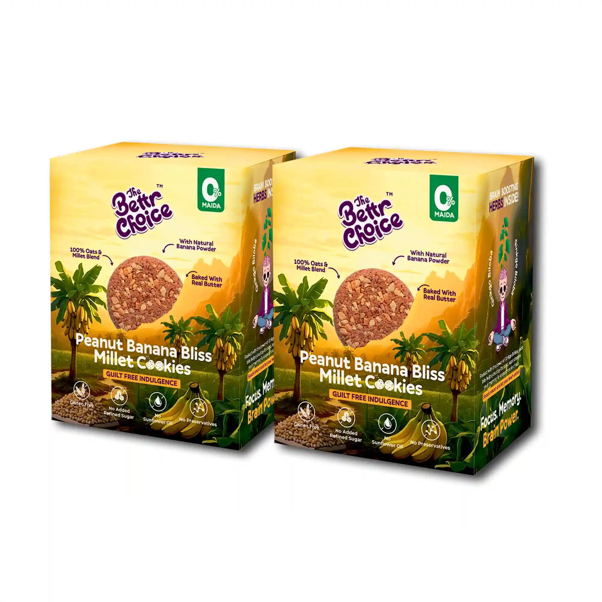 The Bettr Choice Peanut Banana Bliss Millet Cookies – Wholesome 100% Oats & Millet Blend with Peanut, Banana, Organic Jaggery, No Added Refined Sugar – Perfect Guilt-Free Snack