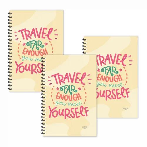 Travel Far Enough Meet Yourself Motivation Ruled Diaries - Pack Of 3