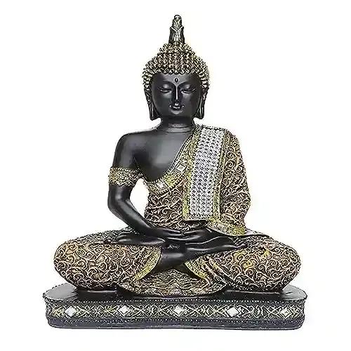 Mostos - Sitting Buddha Idol Statue Showpiece for Home Decoration and Gifting (Multi-Color)