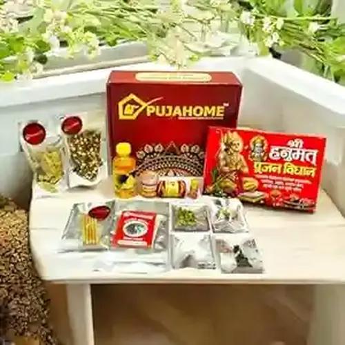 Pujahome Hanuman Chola Kit for Hanuman Puja Bajrang Bali Chola Complete Set Pack of 14 Items