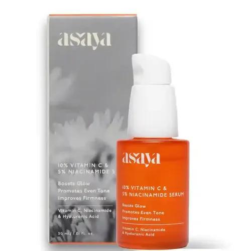 Asaya 10% Vitamin C Face Serum for Brightening & Glowing Skin | With 5% Niacinamide & Hyaluronic Acid | Dark Spot Correcting & Barrier Support | Beginner Friendly | All skin types | 30 ml