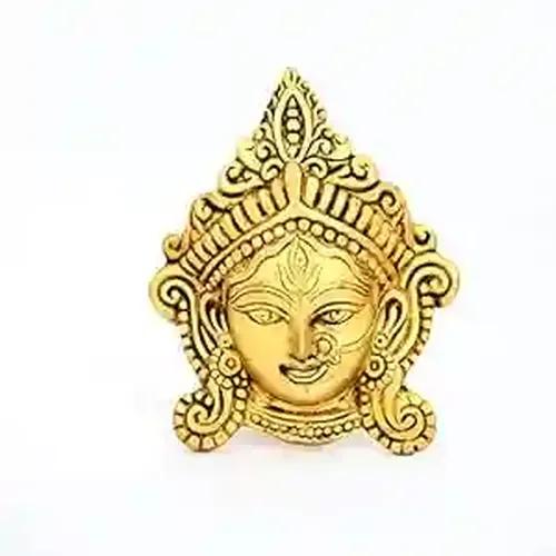 ALODIE- Brass Durga Maa Face Mask Idol Murti | Wall Decor Maa Durga Face Idol for Home Decor Puja Temple, Durga Maa Face Mask Wall Hanging for Good Luck, Success and Prosperity