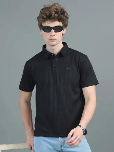 Black Ripple Polo T-Shirt