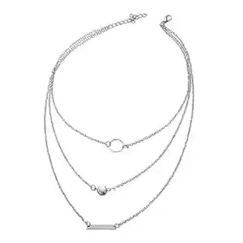 3 layer Silver Plated Neckpiece with Charms