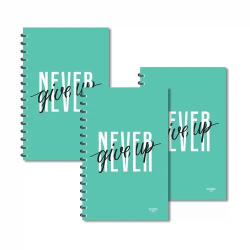 Never Give Up Design Ruled Diaries - Pack Of 3