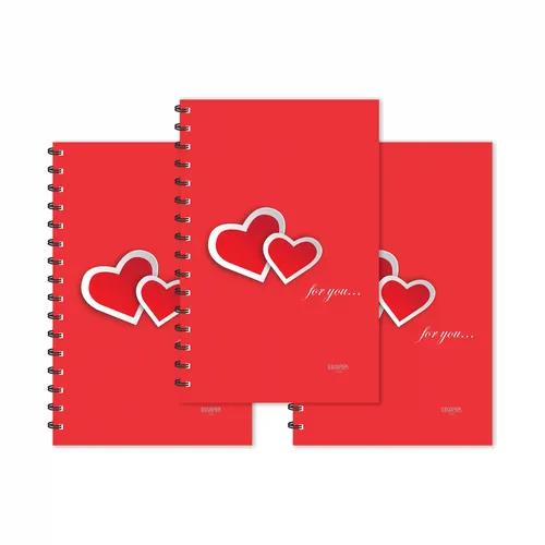 Red Hearts For You Hello Design Ruled Diaries - Pack Of 3