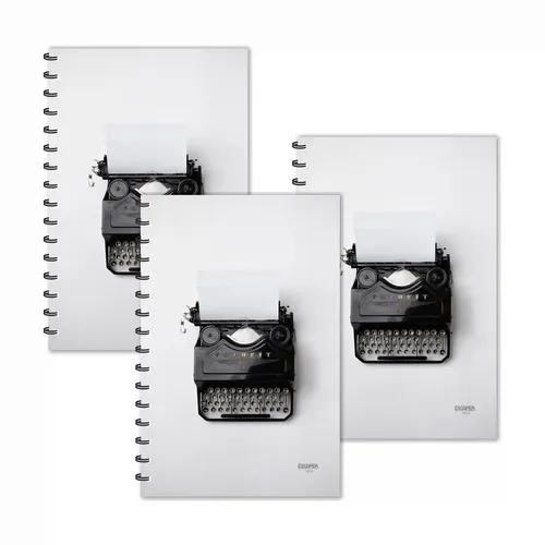 Vintage Typewriter Gray Ruled Diaries - Pack Of 3