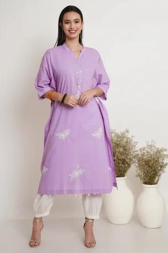 Mauve Hand Embroidered Kaftan