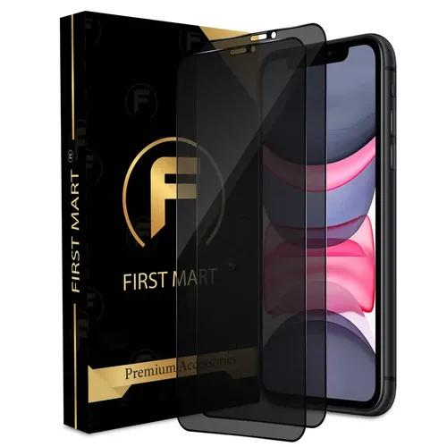 FIRST MART Edge to Edge Privacy Tempered Glass for iPhone 11 / iPhone XR Full Screen Coverage with Easy Installation Kit, 2 Pack Black Glossy AntiSpy Glass