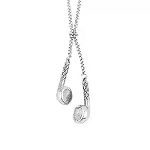 Earphone Design Pendant with Silver Chain