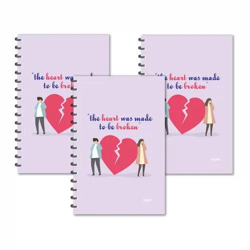 The Heart Was Made To Be Broken Designer Ruled Diaries - Pack Of 3