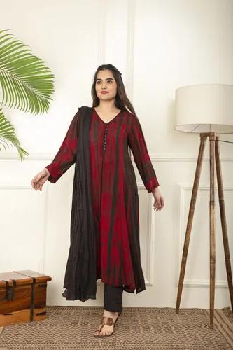 Red Rope Tie And Dye Kurta Sets