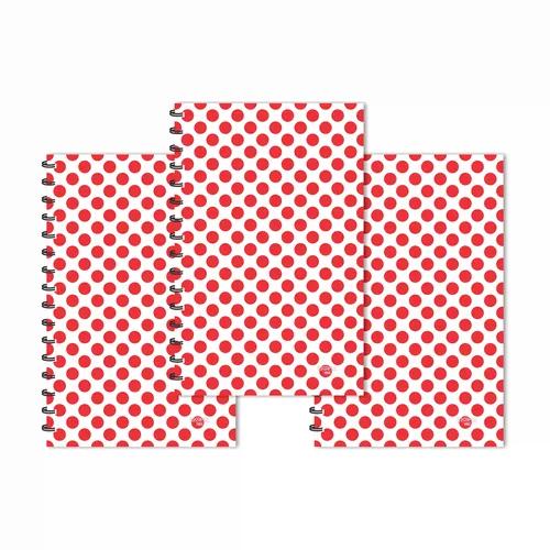 Red Mini Polka Dots Pattern Ruled Diaries - Pack Of 3