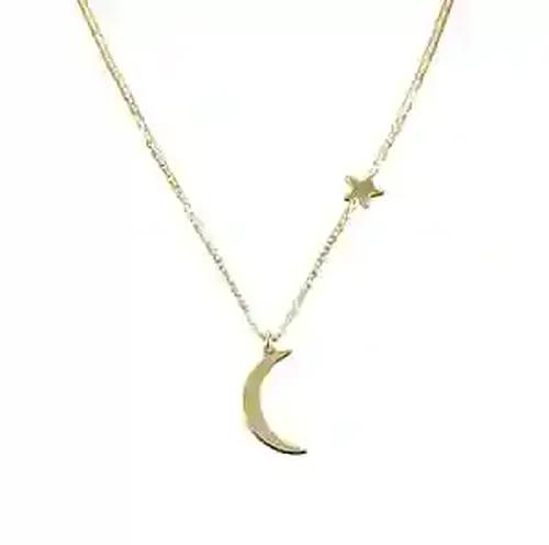 Moon Shaped Pendant with Gold Plated Chain