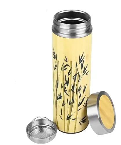 CORNER ART STORE Bamboo Stainless Steel Bamboo Bottle | Stainless Steel Grace Meets Artisanal Craftsmanship | Sustainably Designed with Hot & Cold Insulation | Leakproof, Strainer-Equipped for Effortless Use | Ideal for Home, Office, Gym, and Travel | A Thoughtful Companion for Adults & Kids | 450 ML | Enchanted Bamboo Blossom Collection | Eco-Friendly