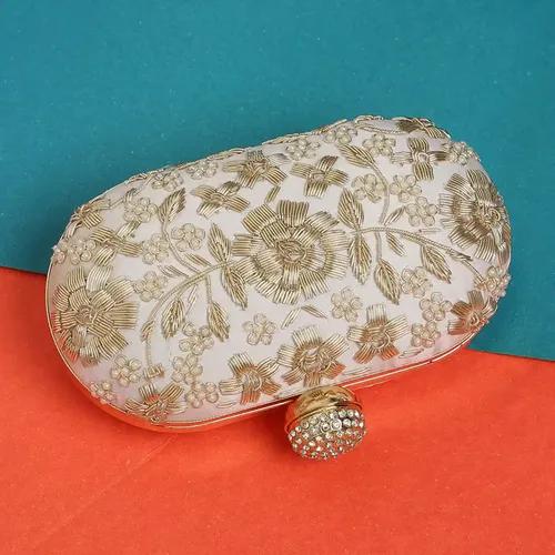 Embroidery Oval Party Clutch for Women