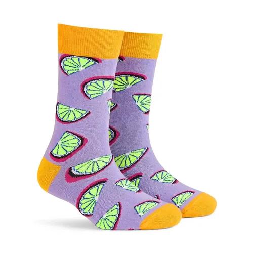 DYNAMOCKS Men's and Women's Combed Cotton Designer Crew Length Socks (Pack of 1) (Multicolour, Free Size)-Citrus_Crew