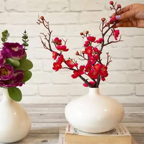 Behoma Metal Flower Vase for Home Decor Balcony Living Room Office | Table Decorative Showpiece Item for Festivals Birthday Off White (Flower Not Included) (Set of 2)