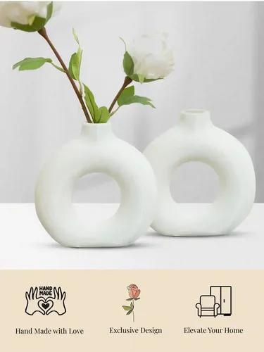 Donut Vase Off White Set of 2