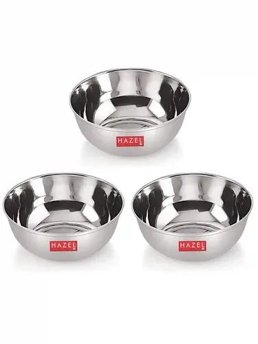 HAZEL Stainless Steel Bowl Vati | Steel Bowl Set for Kitchen | Dinner Bowl Katori Serving Wati