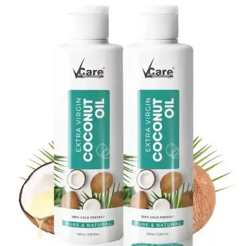 VCare Cold Pressed Extra Virgin Coconut Oil for Hair & Skin Care | Newborn Baby Massage Oil for Kids | Ideal For All Type Skin & Hair Growth Oil for Men & Women|Plastic Bottle