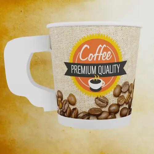 PARICOTT 150ml Handle Cup Coffee Printed with Disposable Paper Cups Hot & Cold Beverage Handle Cup 5 Oz