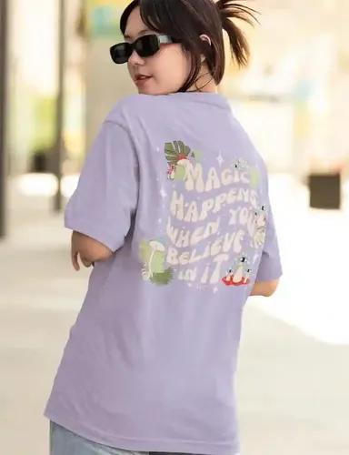 Magic happens when you believe in it - Unisex Oversized T-shirt - Lavender