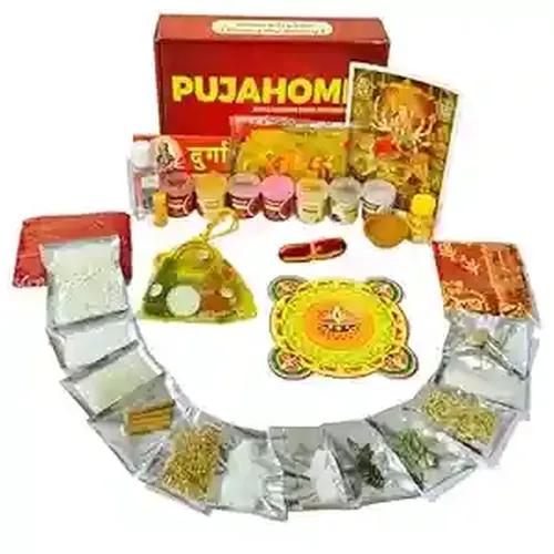 Pujahome Navratri Puja Samagri Kit/Navdurga Puja Kit for Durga Pujan | Navratri Poojan Kit | Ghat sthapna Poojan Kit| Maa Laxmi-Ambe-Durga(30+ Items Kit)