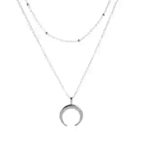 2 Layer Silver Plated Semi Circular Pendant