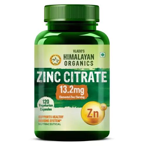 Vlado's Himalayan Organics  Zinc Citrate | Support Healthy Immune Function | Improve Iron Absorption | Antioxidant Support - 120 Veg Capsules