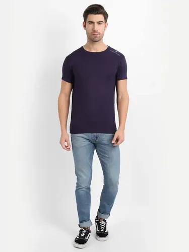 Bamboo Fabric Men's Round Neck T-Shirt Navy