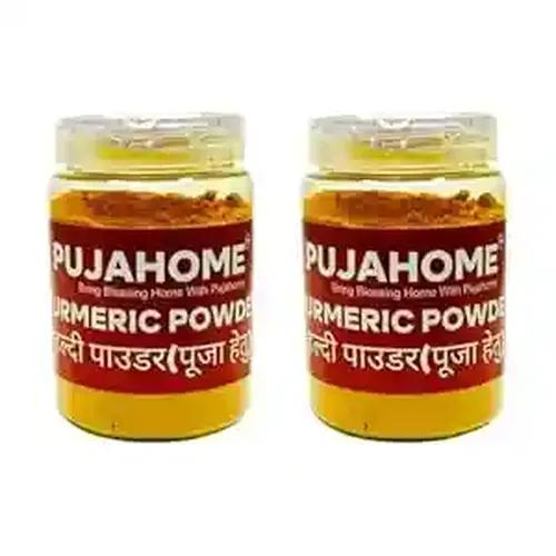 Pujahome Fresh Turmeric Root Powder for Puja Pure Haldi Powder (Pack of 2, 100 Grams Each)