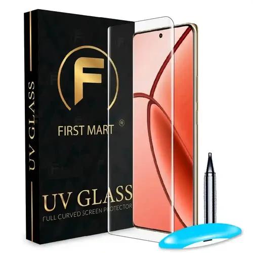 FIRST MART Tempered Glass for Realme P1 Pro 5G with Edge to Edge Full Screen Coverage and Easy UV Glue Installation Kit, Pack of 1