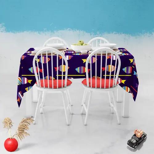 ArtzFolio Colourful Fishes | Table Cloth Cover for Dining & Center Table