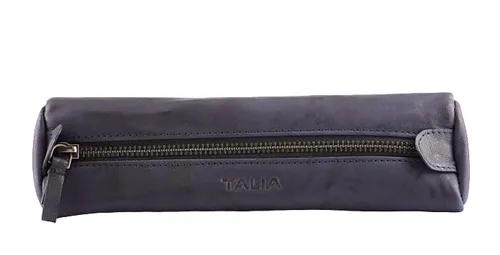 TALIA - Genuine Leather Top Zippered Longitudinal Flat Pen/Pencil Case