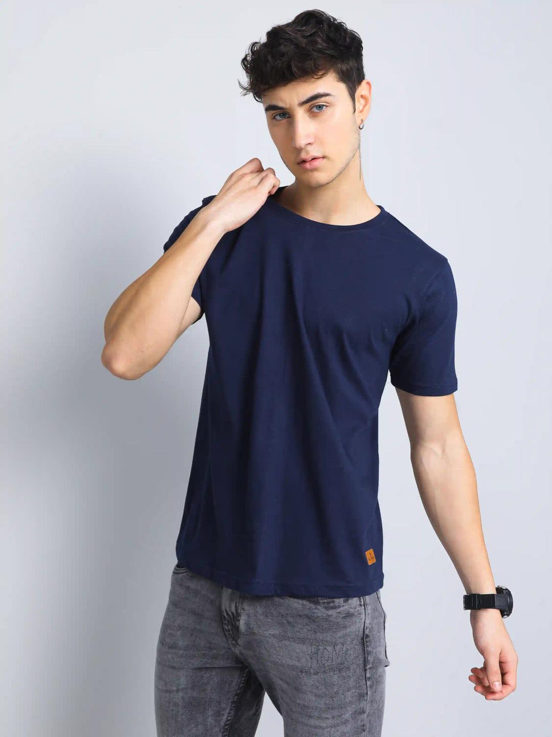 Navy Plain T-Shirt M