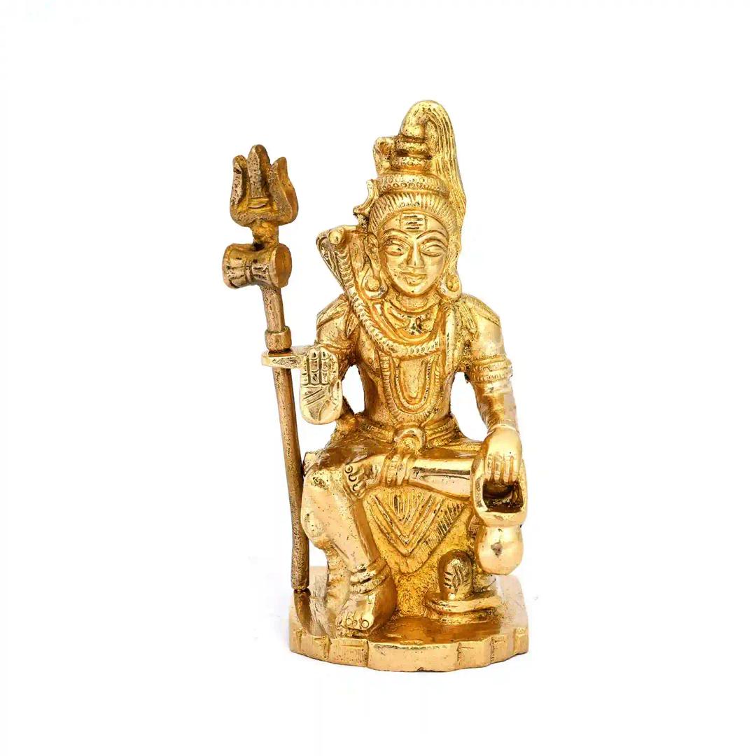 ALODIE- Brass Gold Plated Load Shiv, Bholenath ,Mahadev or Sitting Shankar ji Idol, Shiv Idol for Car Dashboard Mandir Pooja Murti shivji murti Temple Puja Home Decor Office Showpiece