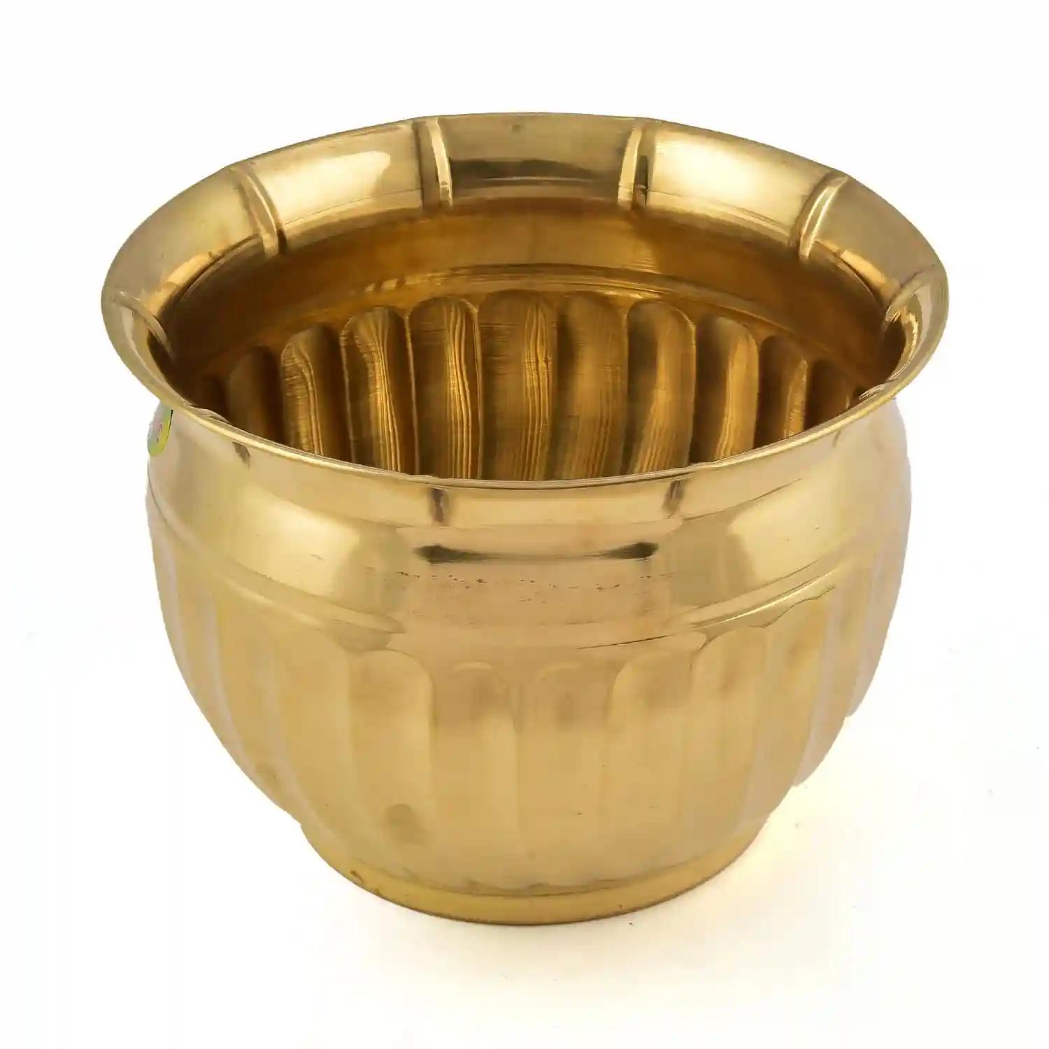 ALODIE- Brass Flower Tub- Flower Planter Tub for Home- Decorative Flower Brass Tub (5.5Wx4.2H INCHES)